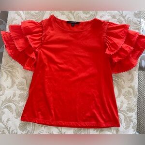 Marc New York Ruffle Sleeve Top red Size L Cotton blend NWOT